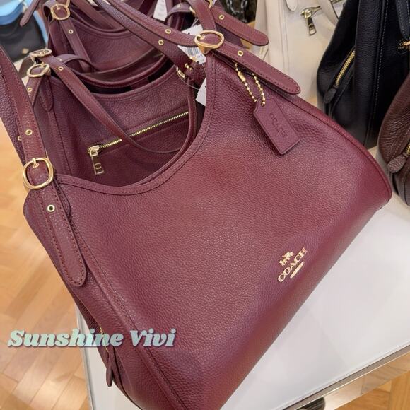 NWT Coach Erin Shoulder Bag Refined Pebble Leather CAQ86 DARK WINE - Picture 5 of 6